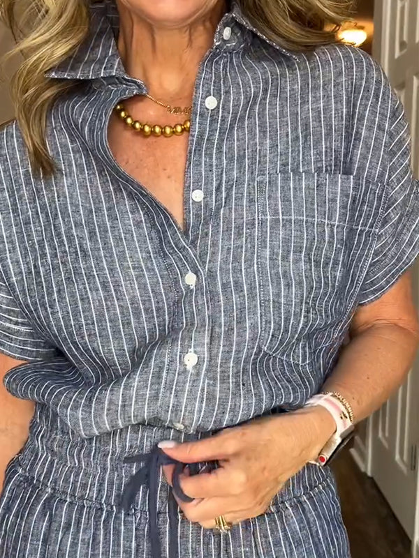 Elegant Striped Shirt Set